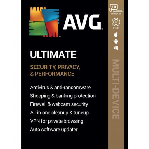 AVG Ultimate 2021 with Antivirus Cleaner Secure VPN 10 Devices 1 Year 1