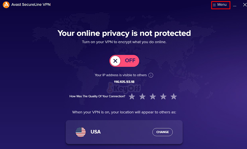 Chon menu de kich hoat Avast SecureLine VPN