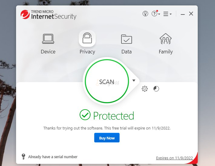 Giao diện - Trend micro internet security