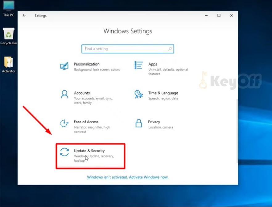 vao update and security kich hoat Windows 10 Enterprise