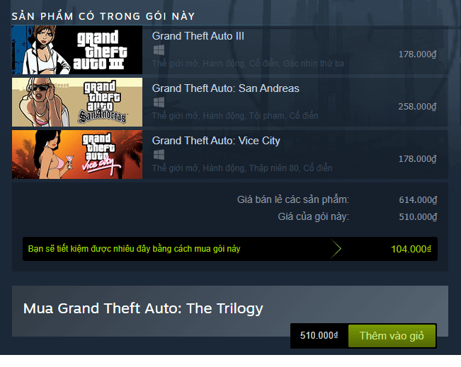Grand Theft Auto : The Trilogy Steam Key 1 Grand Theft Auto : The Trilogy Steam Key