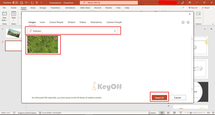 Chèn hình từ stock ms powerpoint