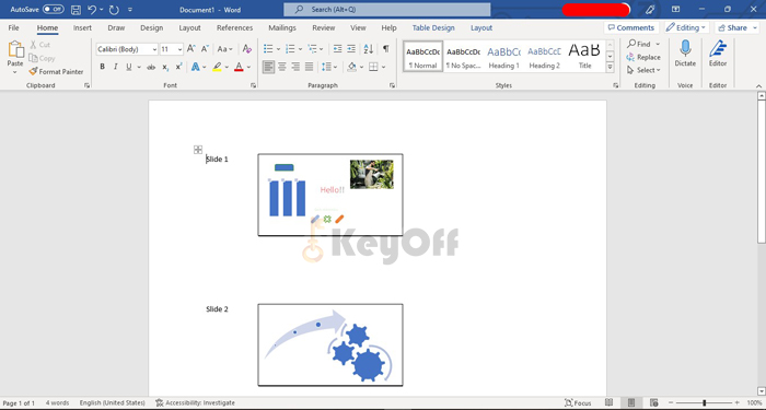 File powerpoint sau khi được chuyển sang word