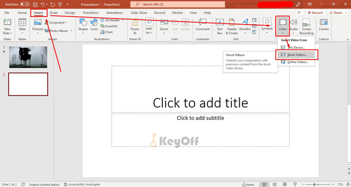 Thêm video vào powerpoint từ stock