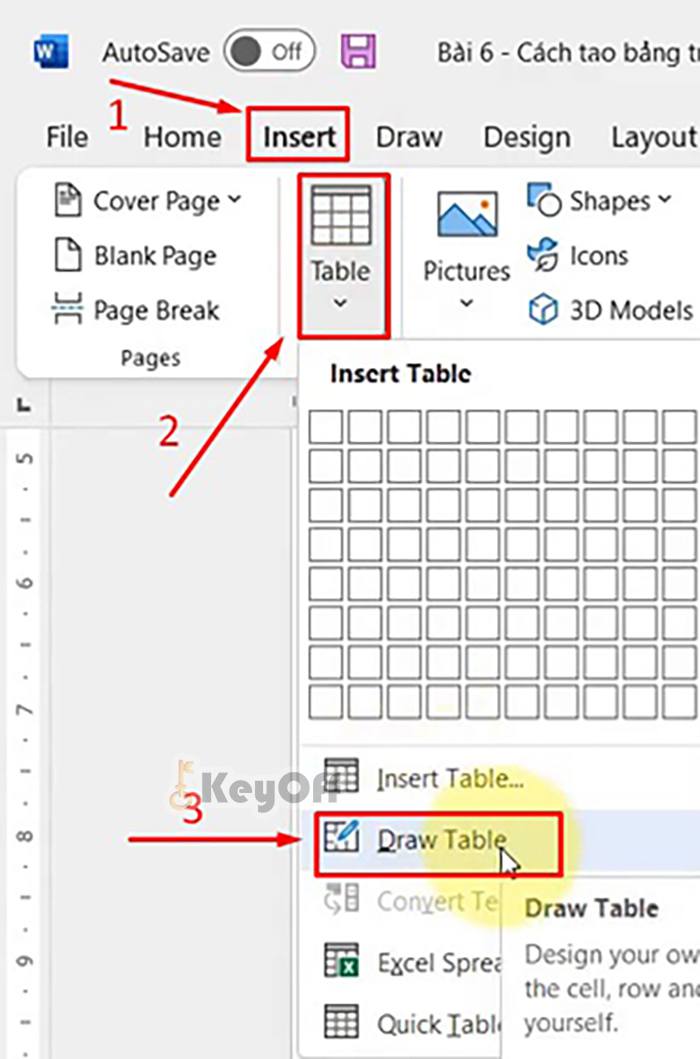 cách tạo bảng trong Word