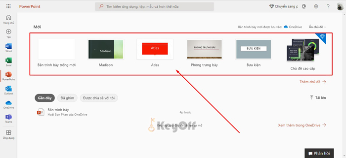 Thêm mới hoặc mẫu template Powerpoint online