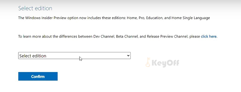 chọn Select edition để tải windows 11 beta