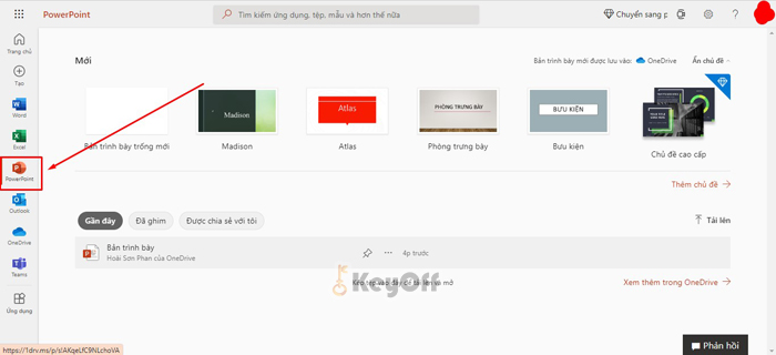 Mở app powerpoint online