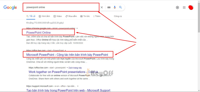 Truy cập vào web Powerpoint online