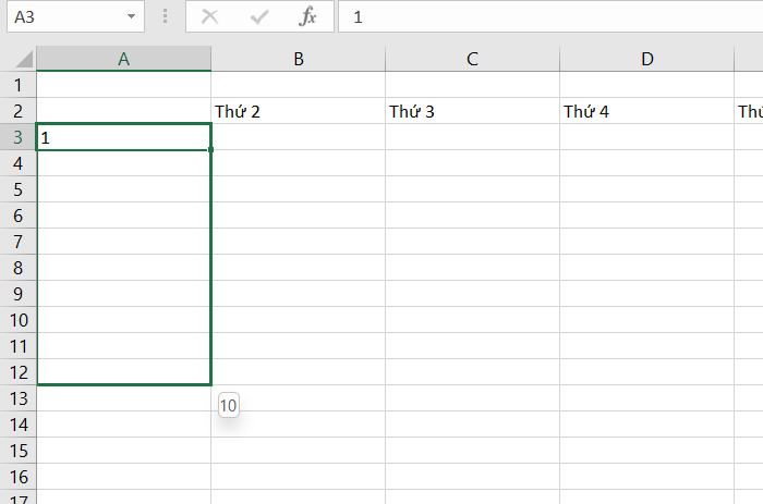 Cách đánh số thứ tự trong Excel bằng phím Ctrl