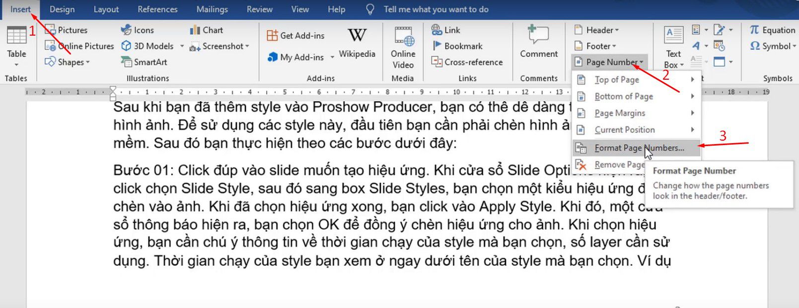 cách đánh số trang trong Word