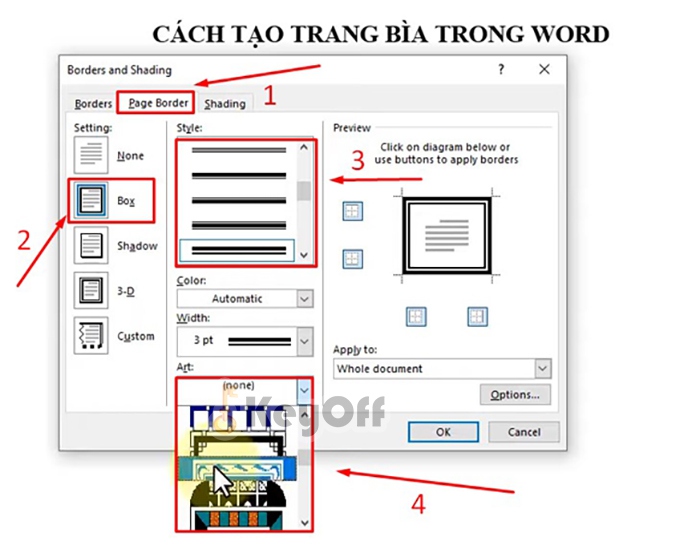 cách tạo khung bìa trong Word