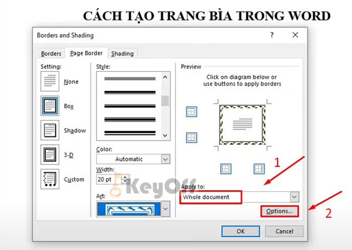 cách trạo khung bìa trong Word