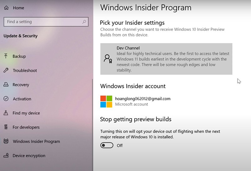Update Windows 11 từ Windows Insider Program