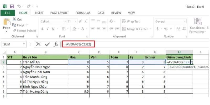 Cach Su Dung Ham AVERAGE Trong Excel 2