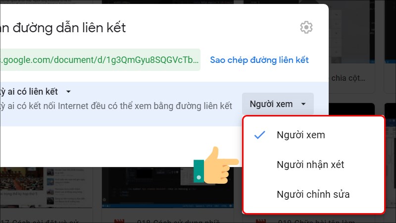 Cách chia sẻ file trên Google Drive bằng máy