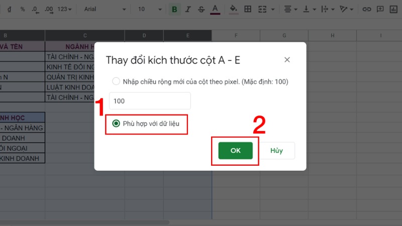 Hướng dẫn căn chỉnh các dòng và cột đều nhau trong Google Sheets