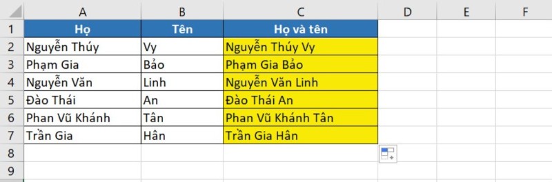 Su Dung Ham CONCATENATE de Noi Chuoi Trong Excel 3