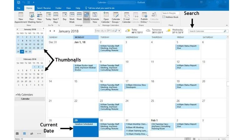 Cách Sử Dụng Tính Năng Calendar Trong Outlook