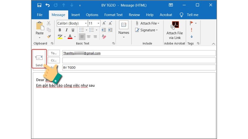 hẹn thời gian gửi email trong Outlook