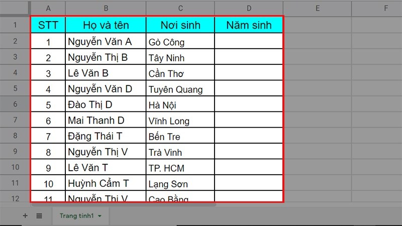 Huong dan gioi han du lieu voi Data Validation trong Google Sheets