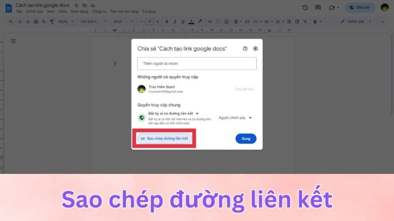 Hướng dẫn tạo link Google Docs và chia sẻ nhanh chóng