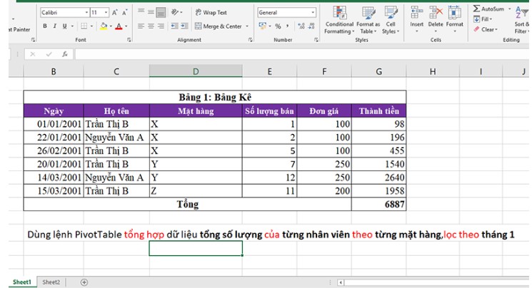 Lập Báo Cáo Bằng Pivot Table Trong Excel