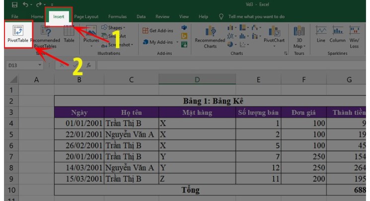 Lập Báo Cáo Bằng Pivot Table Trong Excel