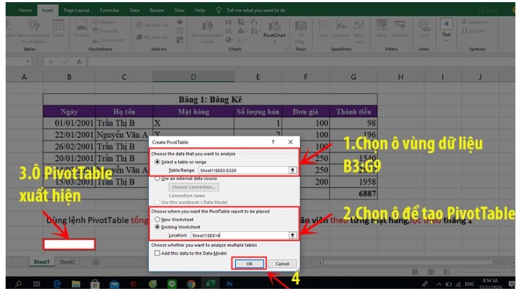 Lập Báo Cáo Bằng Pivot Table Trong Excel