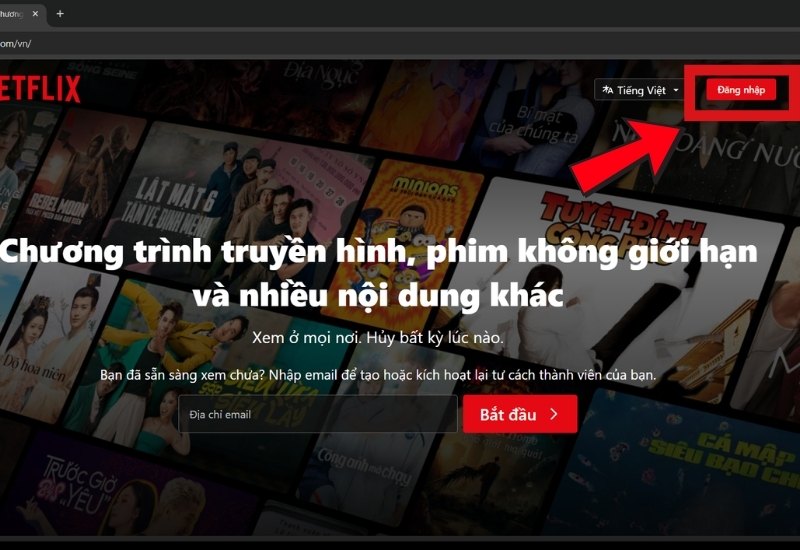 Truy cập vào Netflix và chọn đăng nhập