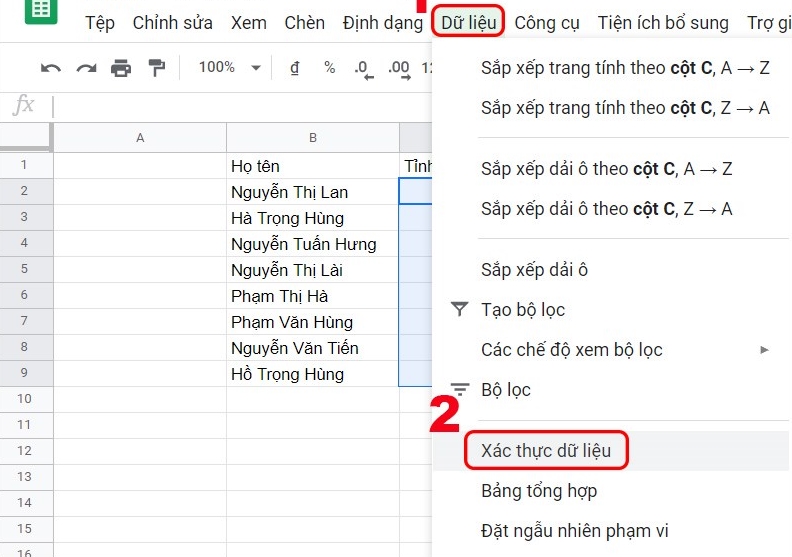 Cach tao danh sach tha xuong trong Google Sheets don gian de dang nhat3