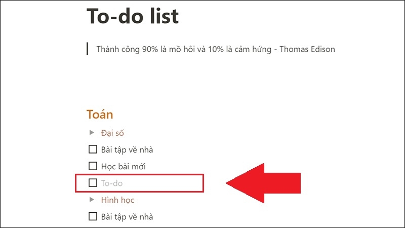 Chọn mục Menu (6 dấu chấm) để tạo các mục khác cho To-do list.