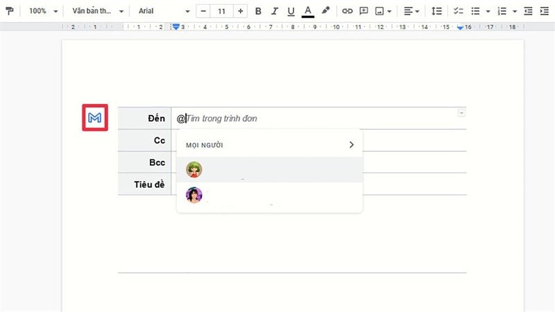 Gửi Email Với Tập Tin Google Docs