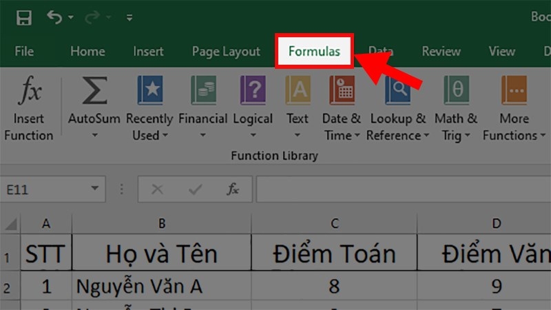 Sử Dụng Tính Năng Formulas Trong Excel