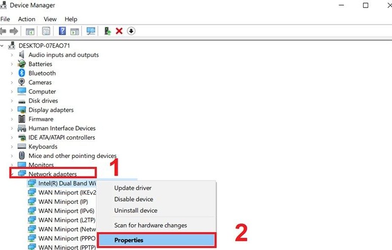 Khac phuc loi ket noi mang tren Windows 10 24 1