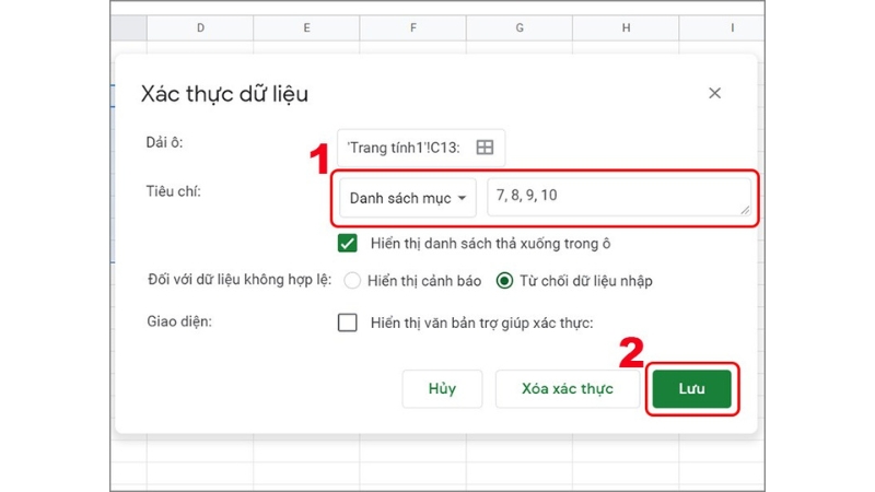 Tạo Danh Sách Thả Xuống Trong Google Sheets Bằng Cách Tự Nhập