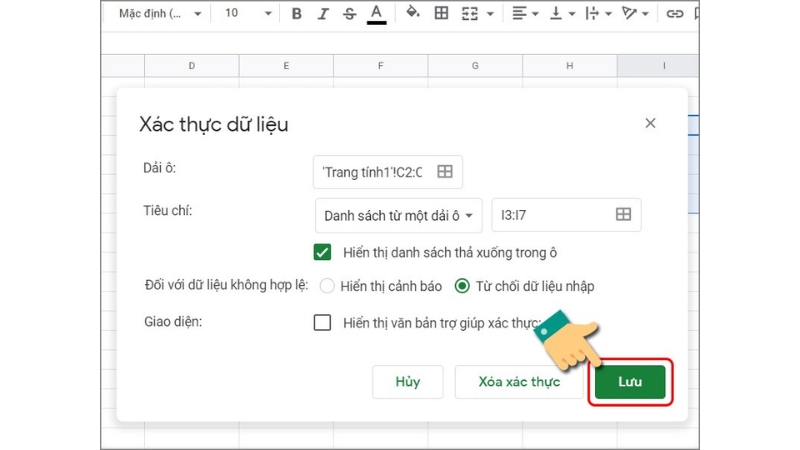 Tao Danh Sach Tha Xuong Trong Google Sheets Tu Du Lieu Co San 5