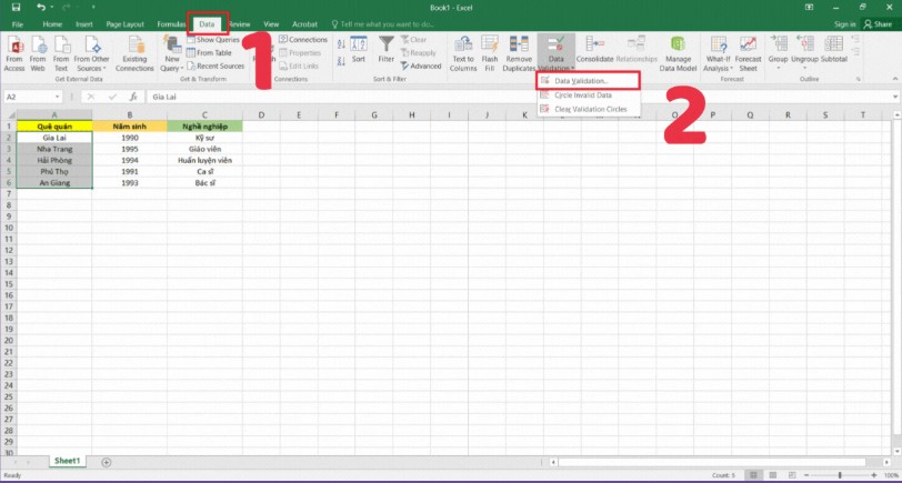 Cách Tạo Drop List Trong Excel Bằng Data Validation