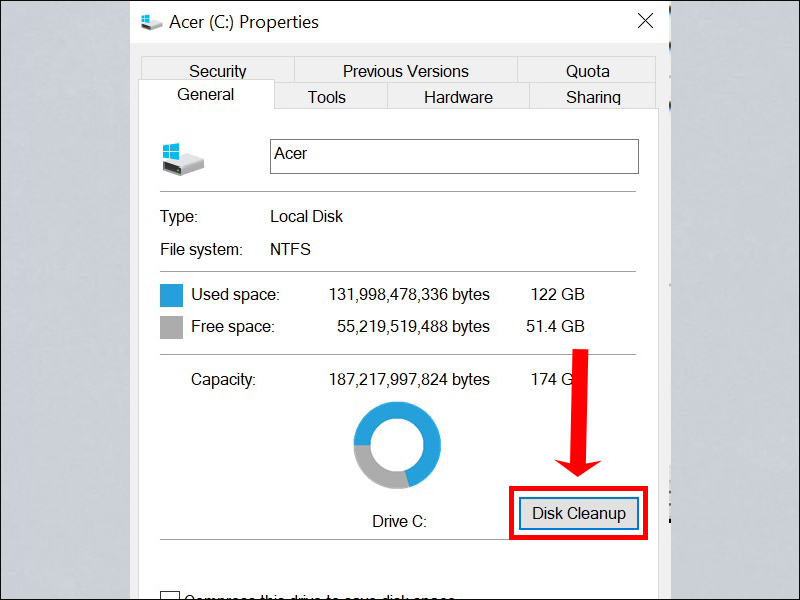 Giai phong dung luong o cung tren Windows 10 10