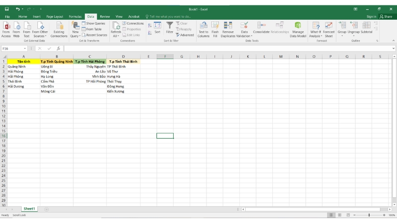 Hướng dẫn tạo List Box trong Excel phụ thuộc vào một list khác