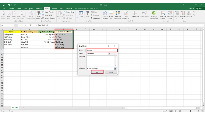 Hướng dẫn tạo List Box trong Excel phụ thuộc vào một list khác