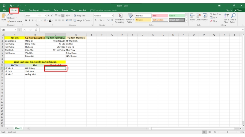 Tùy Chỉnh Dữ Liệu Của List Đã Tạo Trong Excel