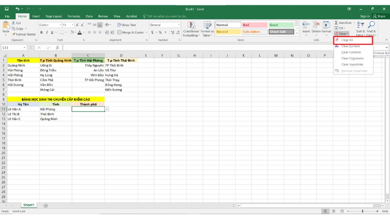 Tùy Chỉnh Dữ Liệu Của List Đã Tạo Trong Excel