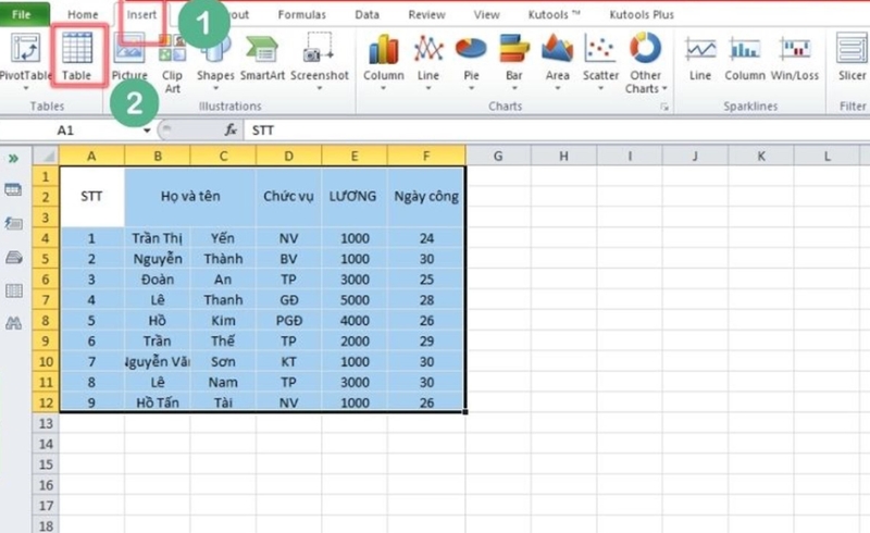 Cach tao bang tinh thong minh trong Excel 2021 3