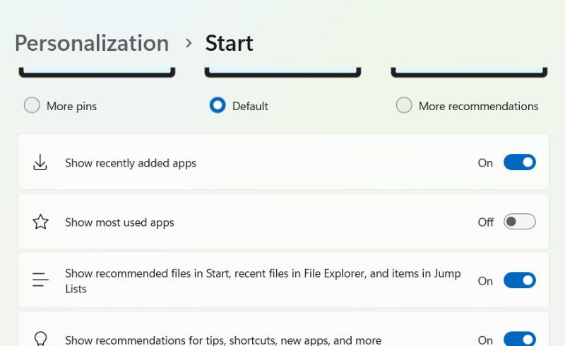 Cach tuy chinh Start Menu tren Windows 11 3