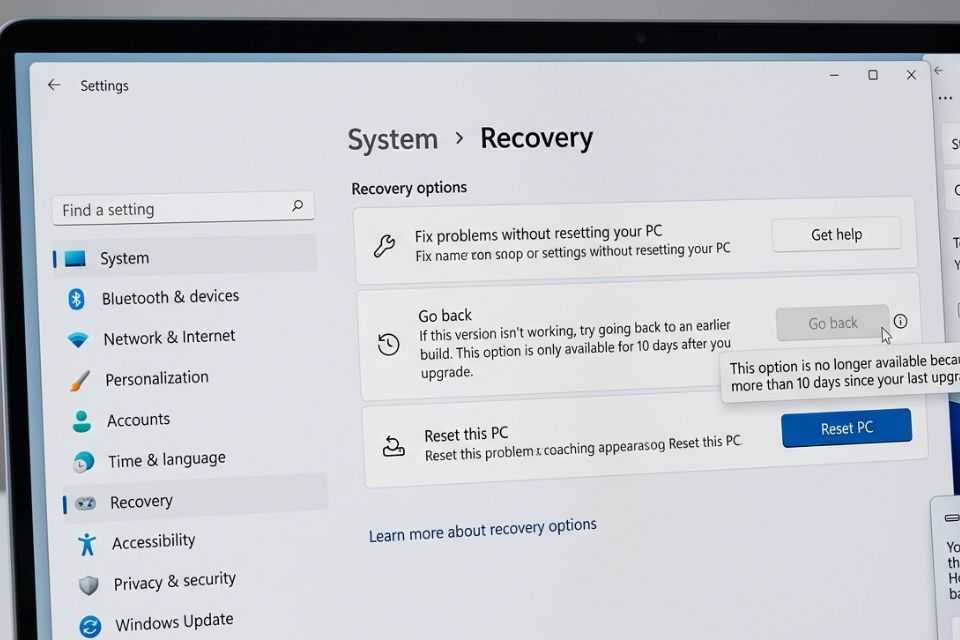 Cach quay ve Windows 10 sau khi len Windows 11 qua 10 ngay 2