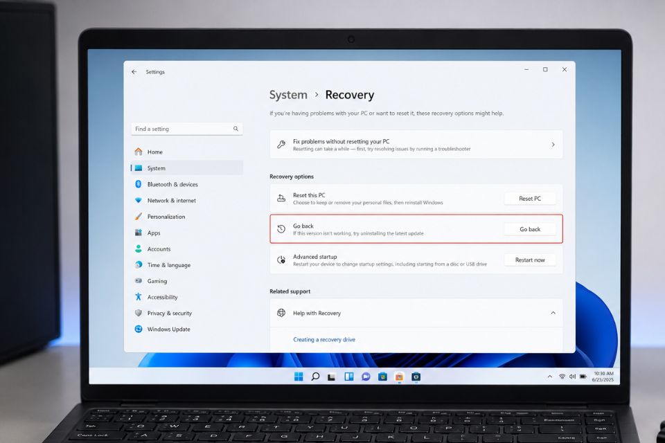 Hạ cấp Windows 11 xuống Windows 10 không mất dữ liệu