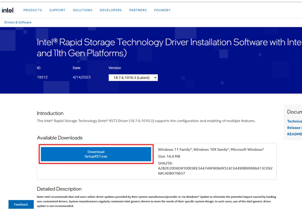 Huong Dan Tai Driver RST Intel Cai Win 11 2