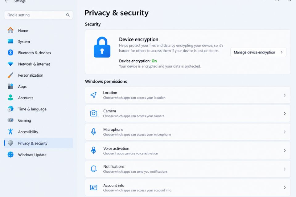 Bat ma hoa thiet bi Device Encryption tren Windows 11 Home 2