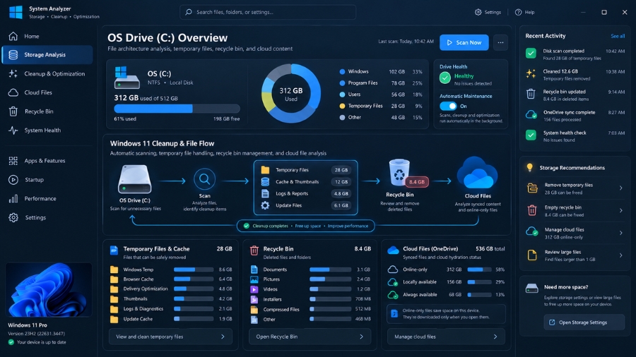 Cách Bật Tự Động Dọn Rác Storage Sense Win 11